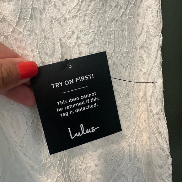 Lulu's Remarkable White Sheer Lace Short Sleeve Mini Dress - Picture 6 of 6